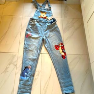 Disney Winnie The Pooh Girls Mom Jean Overalls